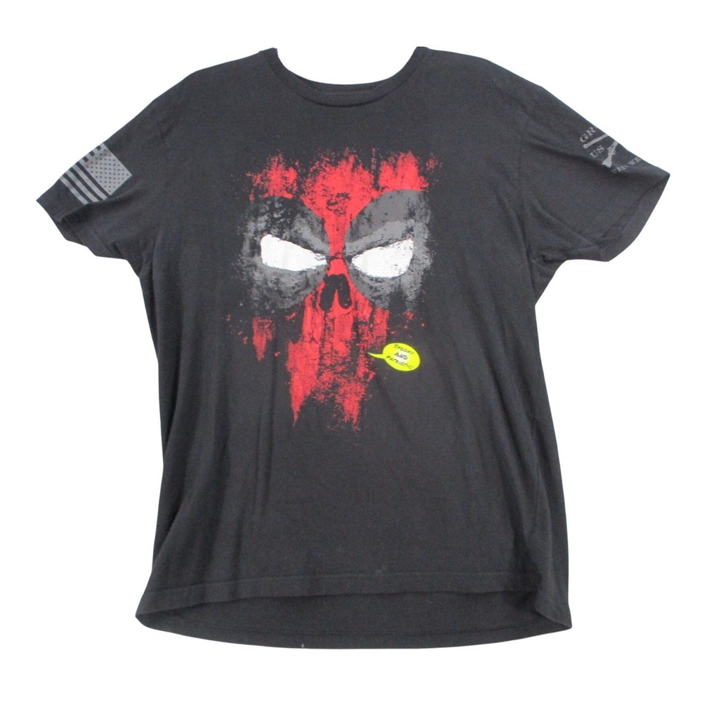 Grunt Style Mens Spooky and Patriotic Skull Graphic T-Shirt Black Large L